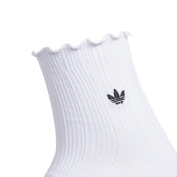 Adidas Womens Originals Ruffle Quarter Socks 3 Pack White Size M NEW WITH TAGS! - Picture 2 of 4